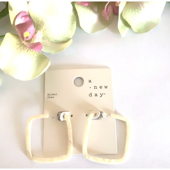 a new day Jewelry - Womens Ivory Acrylic Hoop Earrings Nickle Free